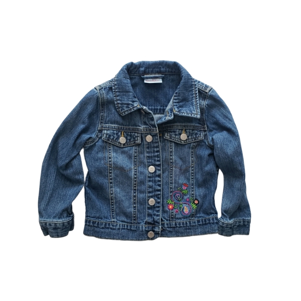 Hanna Andersson 100 / 4 Floral Embroidered Classic Jean Denim Jacket